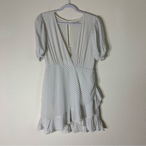 Reformation Womens Alcott short sleeve mini dress white black polka dot 12 - Picture 2 of 11